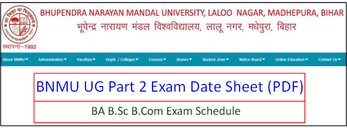 BNMU Part 2 Exam Date 2024