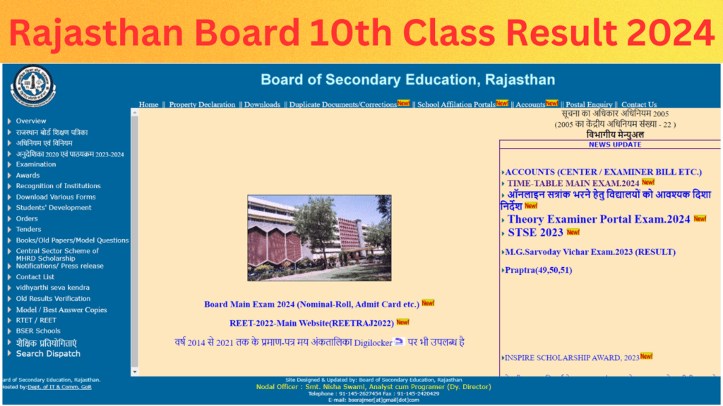 RBSE 10th Class Result 2024