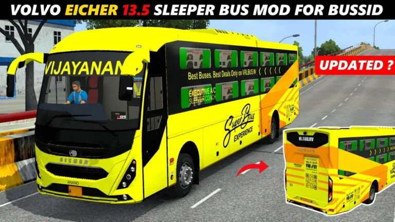 Volvo Eicher 13.5m Sleeper Bus for BUSSID – Bus Simulator Indonesia Mods